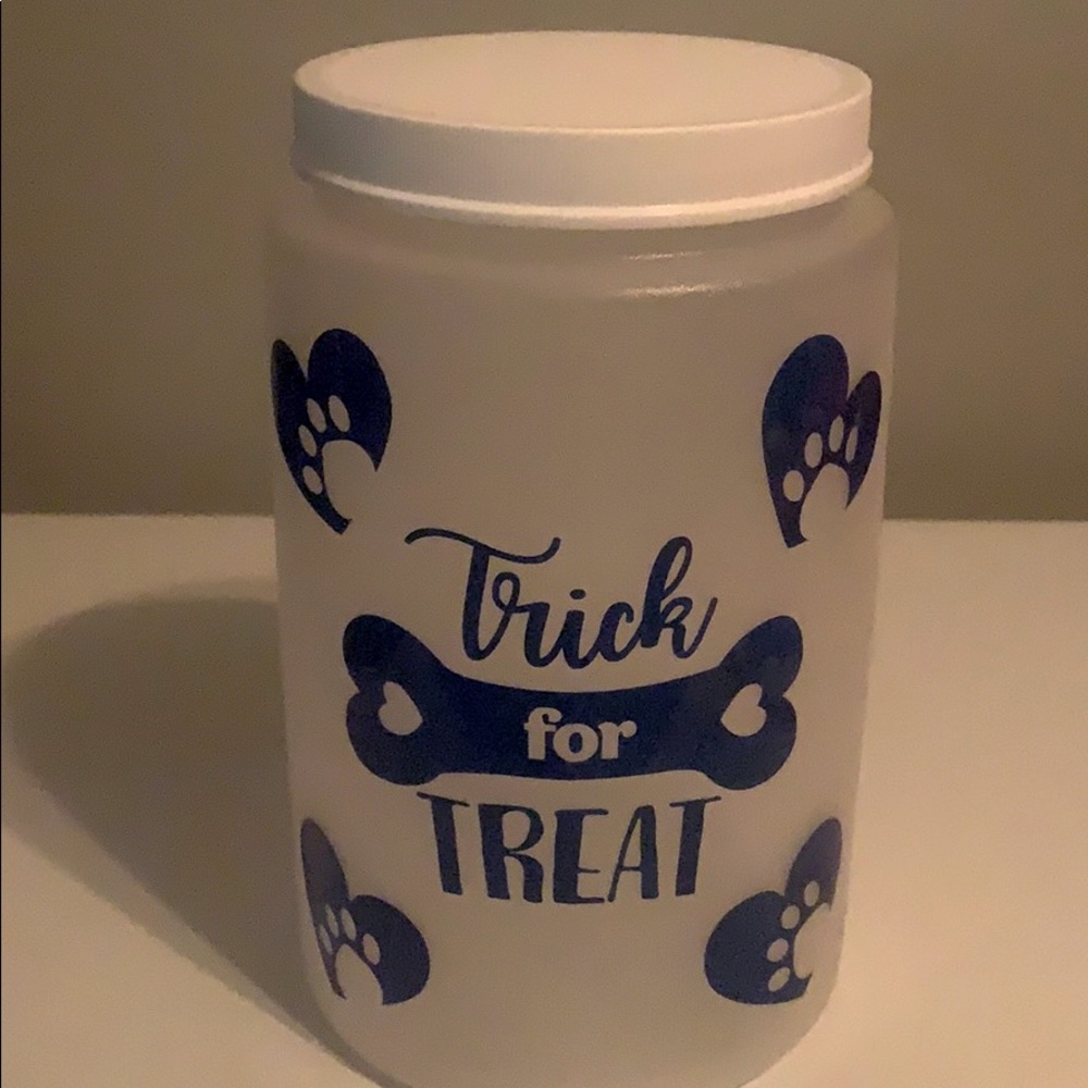 Hand Decorated Plastic Dog Treat Container